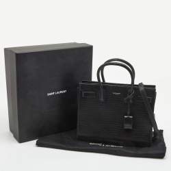 Saint Laurent Black Lizard Embossed Leather Baby Classic Sac De Jour Tote