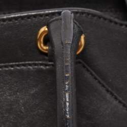 Saint Laurent Black Leather Small Monogram Cabas Tote