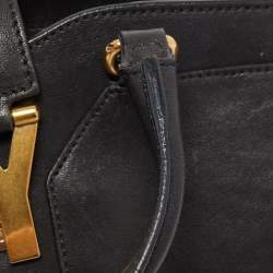 Saint Laurent Black Leather Small Monogram Cabas Tote