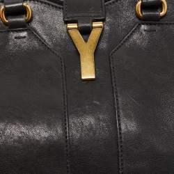 Saint Laurent Black Leather Small Monogram Cabas Tote