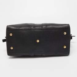 Saint Laurent Black Leather Small Monogram Cabas Tote