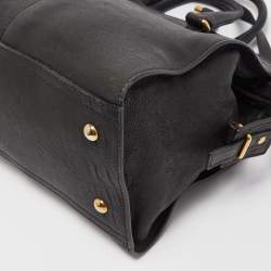 Saint Laurent Black Leather Small Monogram Cabas Tote