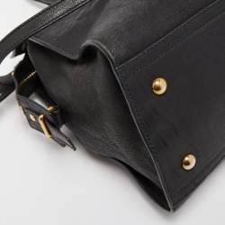 Saint Laurent Black Leather Small Monogram Cabas Tote