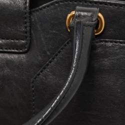 Saint Laurent Black Leather Small Monogram Cabas Tote