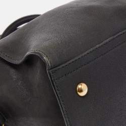 Saint Laurent Black Leather Small Monogram Cabas Tote