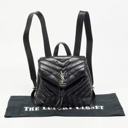 Saint Laurent Black Y Quilted Leather Loulou Backpack