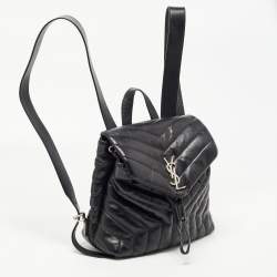 Saint Laurent Black Y Quilted Leather Loulou Backpack