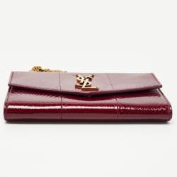 Saint Laurent Red Karung Leather Monogram Wallet on Chain