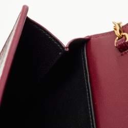 Saint Laurent Red Karung Leather Monogram Wallet on Chain