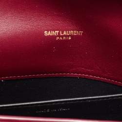 Saint Laurent Red Karung Leather Monogram Wallet on Chain