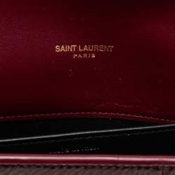 Saint Laurent Red Karung Leather Monogram Wallet on Chain