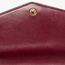 Saint Laurent Red Karung Leather Monogram Wallet on Chain