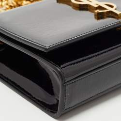 Pre Owned Saint Laurent Black Patent Leather Small Monogram Kate Chain Bag
