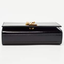 Pre Owned Saint Laurent Black Patent Leather Small Monogram Kate Chain Bag