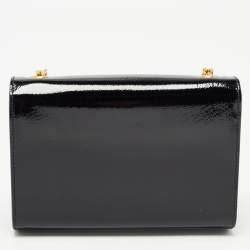 Pre Owned Saint Laurent Black Patent Leather Small Monogram Kate Chain Bag
