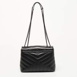 Pre Owned Saint Laurent Black Leather Small Loulou Shoulder Bag