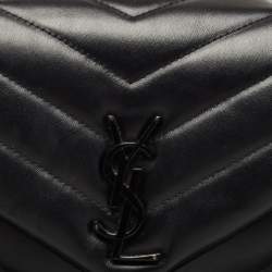 Pre Owned Saint Laurent Black Leather Small Loulou Shoulder Bag