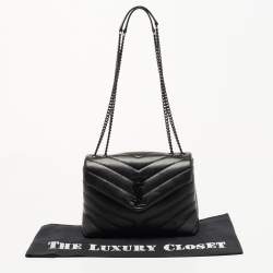 Pre Owned Saint Laurent Black Leather Small Loulou Shoulder Bag