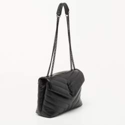 Pre Owned Saint Laurent Black Leather Small Loulou Shoulder Bag
