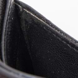 Pre Owned Saint Laurent Black Matelassé Leather Cassandre Card Holder