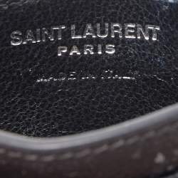 Pre Owned Saint Laurent Black Matelassé Leather Cassandre Card Holder