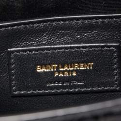 Pre Owned Saint Laurent Black Croc Embossed Leather Manhattan Shoulder Bag