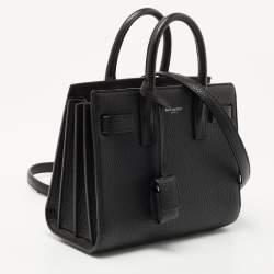 Pre Owned Saint Laurent Black Grained Leather Nano Classic Sac De Jour Tote