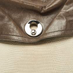 Pre Owned حقيبة سان لوران باريس موس جلد برونزي بيدين علويتين كبيرة