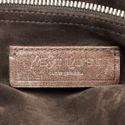 Pre Owned حقيبة سان لوران باريس موس جلد برونزي بيدين علويتين كبيرة