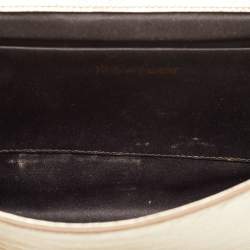 Pre Owned Saint Laurent Metallic Gold Leather Belle De Jour Flap Clutch