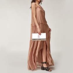 Pre Owned Saint Laurent Metallic Gold Leather Belle De Jour Flap Clutch