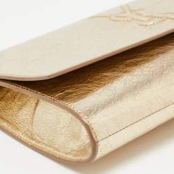 Pre Owned Saint Laurent Metallic Gold Leather Belle De Jour Flap Clutch