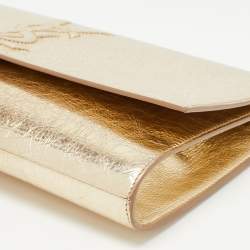 Pre Owned Saint Laurent Metallic Gold Leather Belle De Jour Flap Clutch