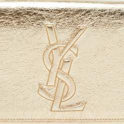 Pre Owned Saint Laurent Metallic Gold Leather Belle De Jour Flap Clutch