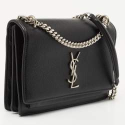 Pre Owned Saint Laurent Black Leather Medium Sunset Shoulder Bag