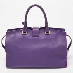 Pre Owned Saint Laurent Violet Leather Medium Cabas Y-Ligne Tote
