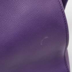 Pre Owned Saint Laurent Violet Leather Medium Cabas Y-Ligne Tote