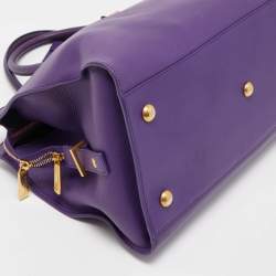 Pre Owned Saint Laurent Violet Leather Medium Cabas Y-Ligne Tote