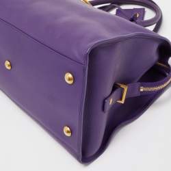 Pre Owned Saint Laurent Violet Leather Medium Cabas Y-Ligne Tote