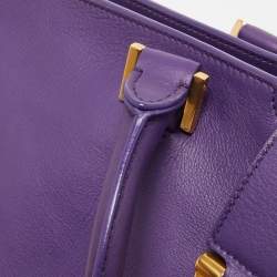 Pre Owned Saint Laurent Violet Leather Medium Cabas Y-Ligne Tote