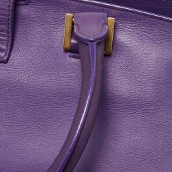 Pre Owned Saint Laurent Violet Leather Medium Cabas Y-Ligne Tote