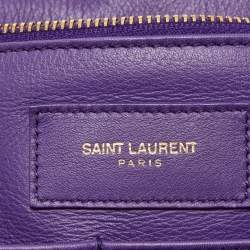 Pre Owned Saint Laurent Violet Leather Medium Cabas Y-Ligne Tote