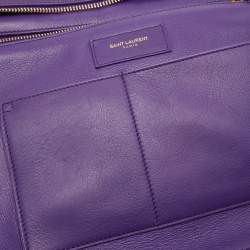 Pre Owned Saint Laurent Violet Leather Medium Cabas Y-Ligne Tote