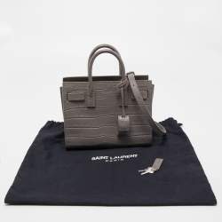 مملوكة مسبقًا Saint Laurent Grey Croc Leather Nano Classic Sac De Jour Tote