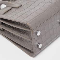 مملوكة مسبقًا Saint Laurent Grey Croc Leather Nano Classic Sac De Jour Tote