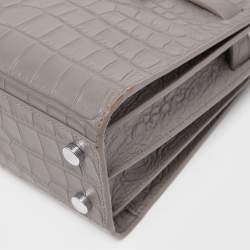 مملوكة مسبقًا Saint Laurent Grey Croc Leather Nano Classic Sac De Jour Tote