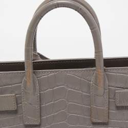 مملوكة مسبقًا Saint Laurent Grey Croc Leather Nano Classic Sac De Jour Tote