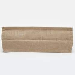 مملوكة مسبقًا Saint Laurent Beige/Black Linen and Leather Rive Gauche Shopper Tote