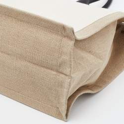 مملوكة مسبقًا Saint Laurent Beige/Black Linen and Leather Rive Gauche Shopper Tote