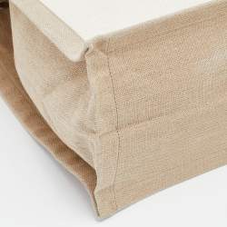 مملوكة مسبقًا Saint Laurent Beige/Black Linen and Leather Rive Gauche Shopper Tote